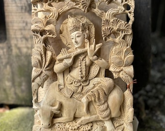 Krishna Wall Art ,Wood Carving ,Handmade ,Home Decor,Balinese Carving