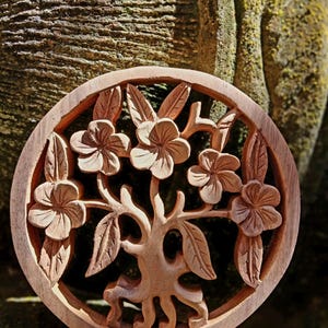 Flower wall art,wood carving,hand made