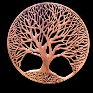 Hand Carved Balinese Wood Wall Art Tree of life Traditional Suar Wood Panel
