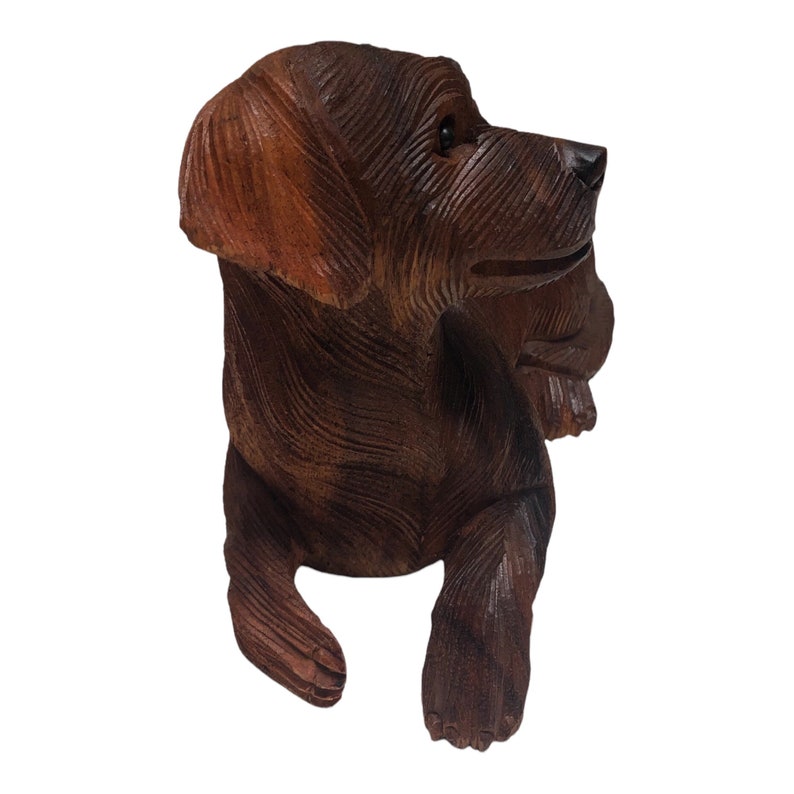 Wood Carved Animal Sculpture Dog Statue Wooden Nature Home - Etsy