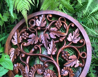 tree of life mendallion wall hanging,wood carving,hand made ,home decor,wall art ,wall decoration,gift for