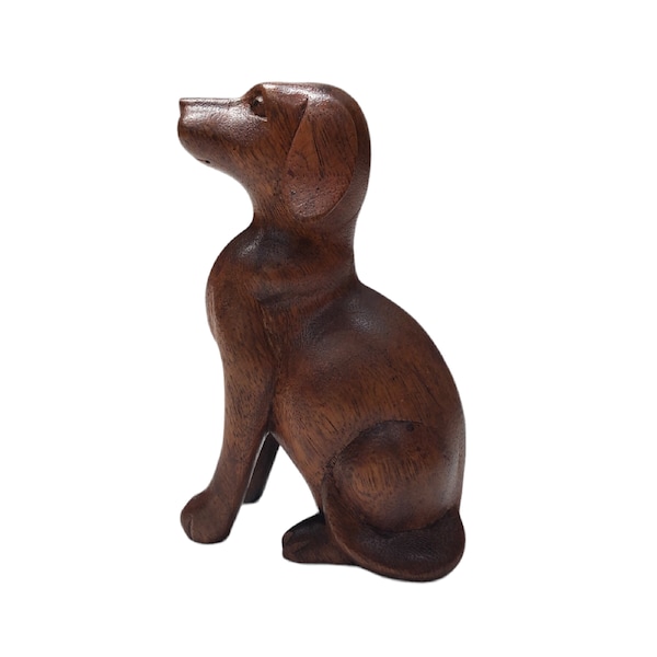 Statua di cane in legno, intaglio a mano, statua fatta a mano, scultura fatta a mano, decorazioni per la casa