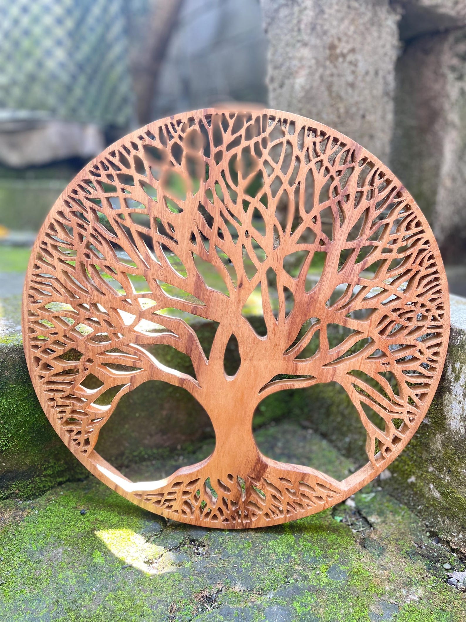 Hand Carved Balinese Wood Wall Art Tree of Life Traditional Suar Wood ...