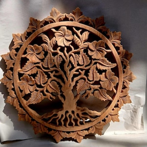 Blumenwanddekor, Wandkunst, handgemacht, Holzschnitzerei