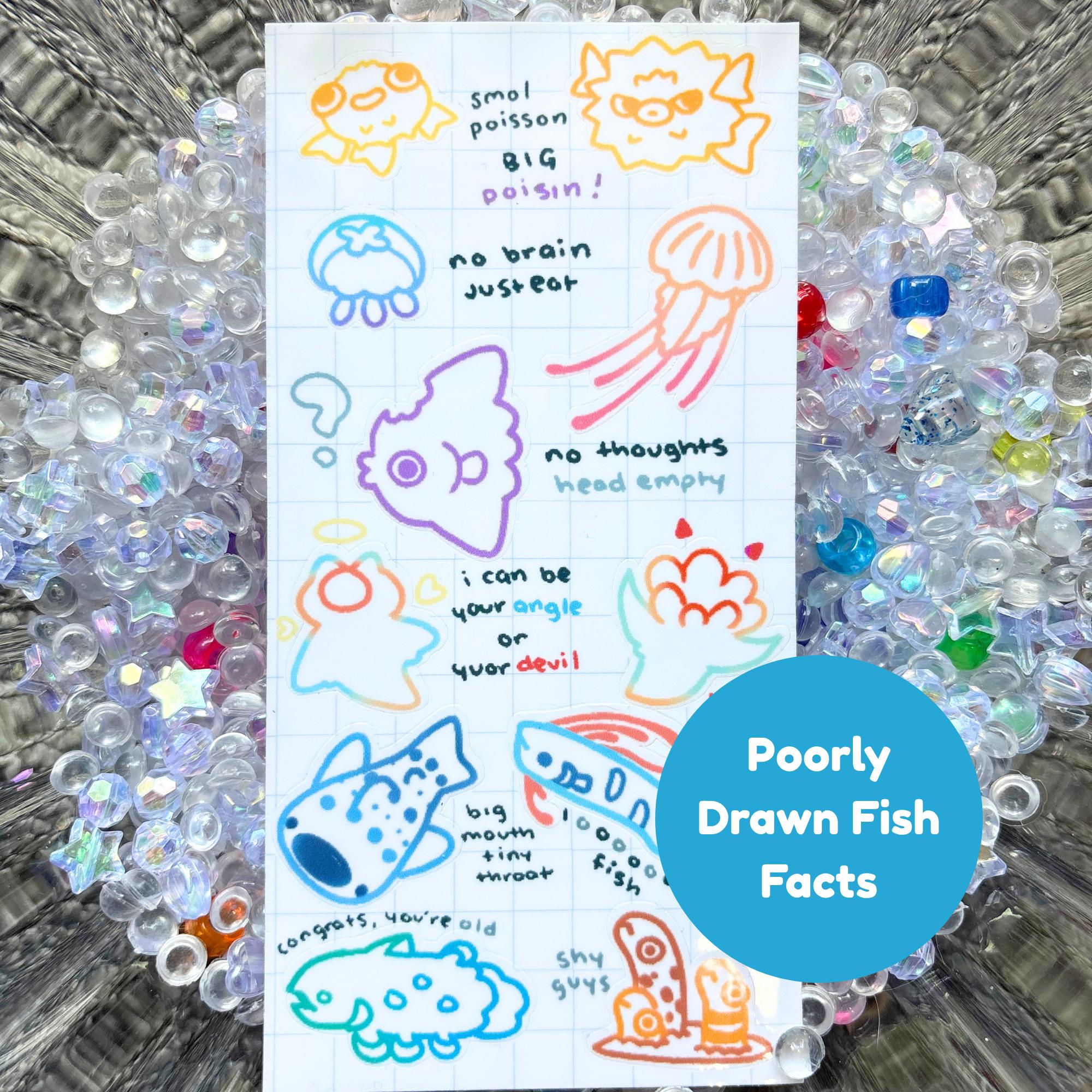Silly Scribble Fish Facts Sticker Sheet - Etsy