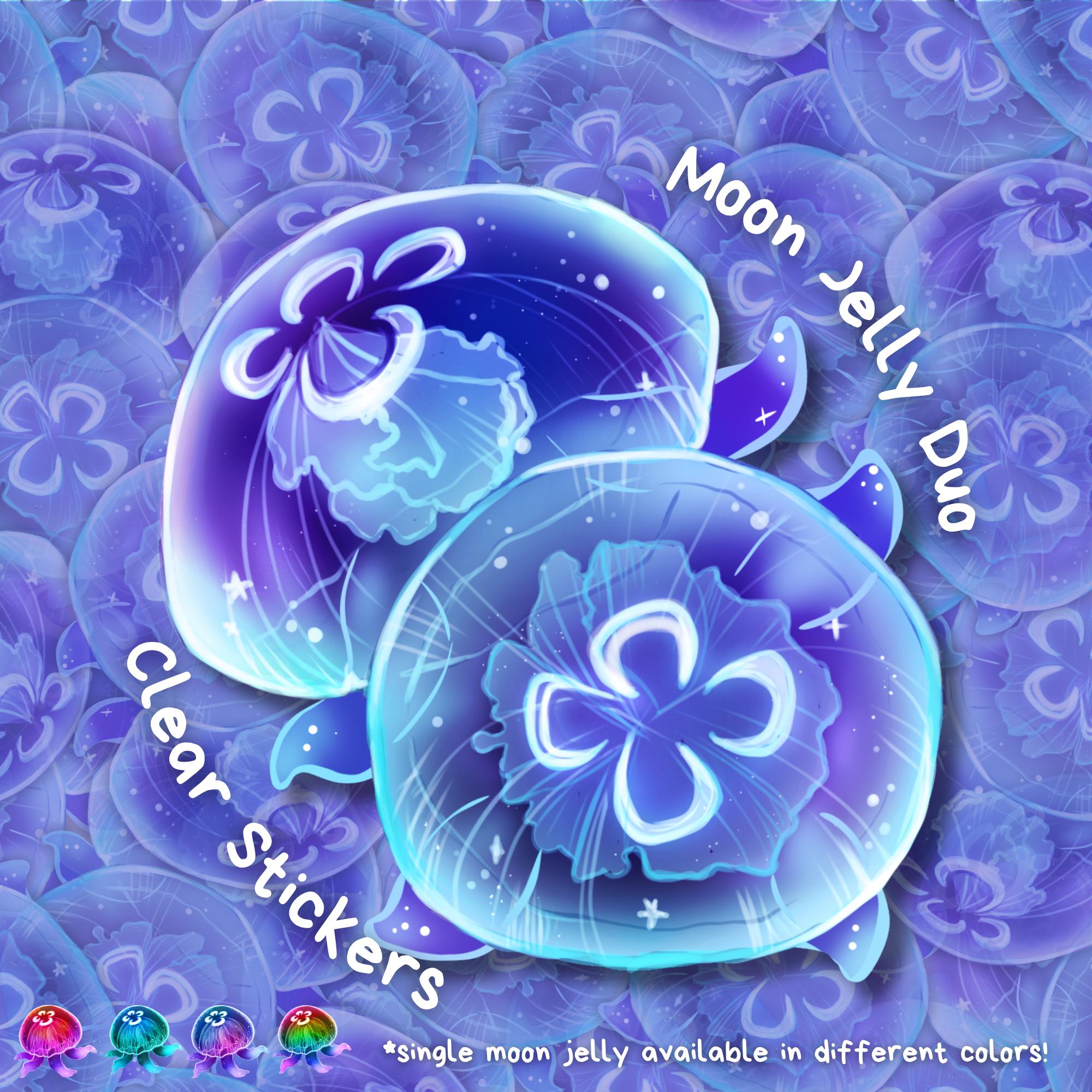 Moon Jellyfish Translucent Vinyl Stickers