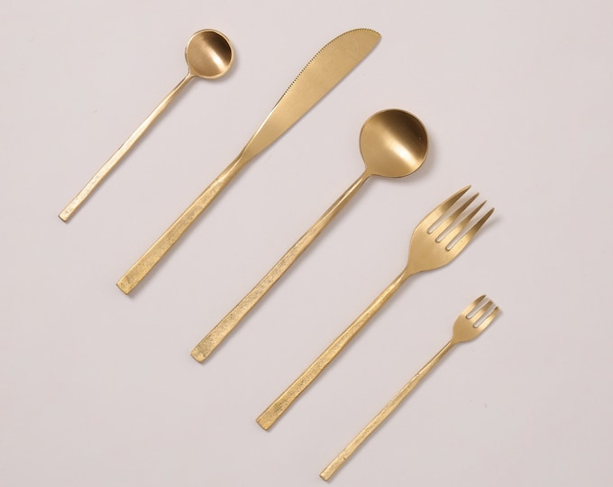 Wabi Flatware Brass Gold Spoon Fork Knife- Set