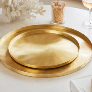 Heirloom Brass Round Ottoman Tray, Large, 16.5" image 8