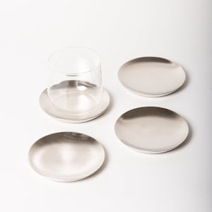 Gebürsteter Spiegel-Chrom-Untersetzer, 4er-Set