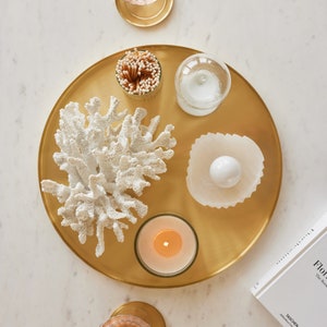 Heirloom Brass Round Ottoman Tray, Large, 16.5" image 9