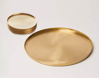 Heirloom Solid Brass Coasters & Serving Tray Bundle