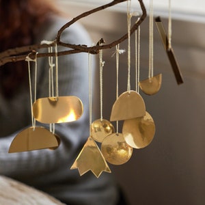 Abstract Brass decorative hangings, Wedding decor, tree & home decor. Set of 36