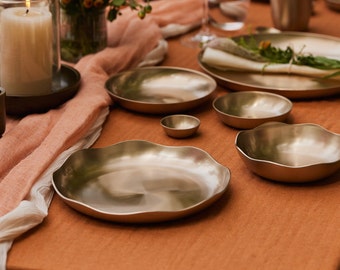 Artisanal Bronze Floral Plate, 8.5", Kansa Plate