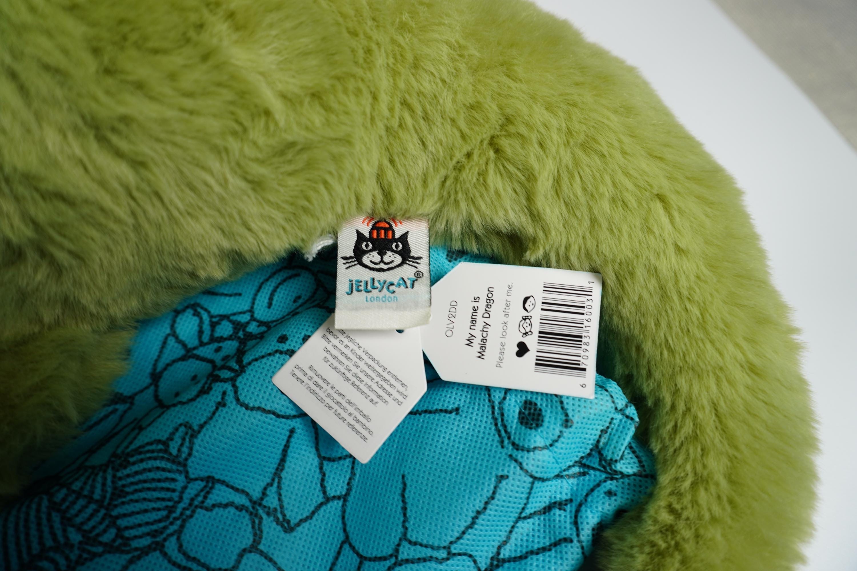 JC Green Dragon Plush 50cm Large Teal Fantasy Stuffed Animal