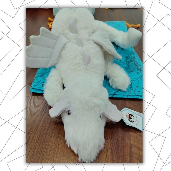 JC Large Snow Dragon Plush 55cm White Stuffed Animal Fantasy Toy