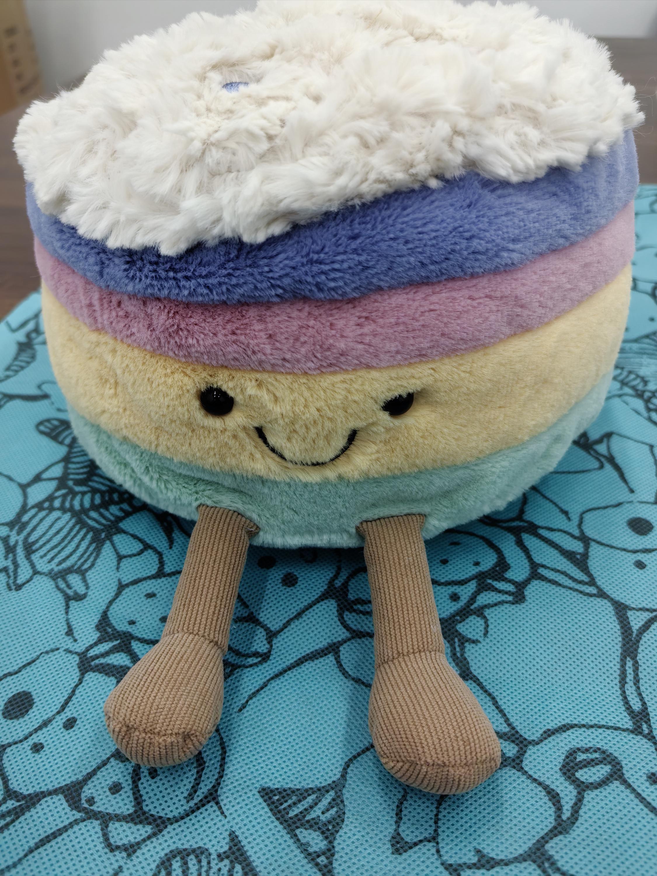 Amuseables Rainbow Birthday Cake Plush Colorful Party Decoration