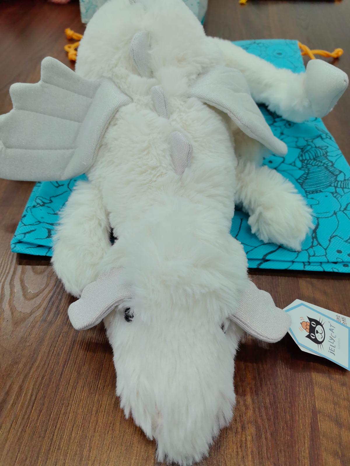 JC Large Snow Dragon Plush 55cm White Stuffed Animal Fantasy Toy
