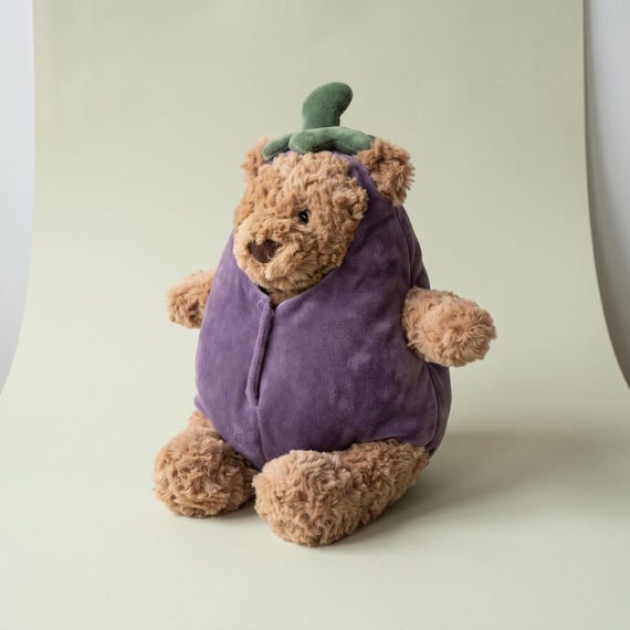JC Bartholomew Bear Eggplant Costume Plush | Collector's Display