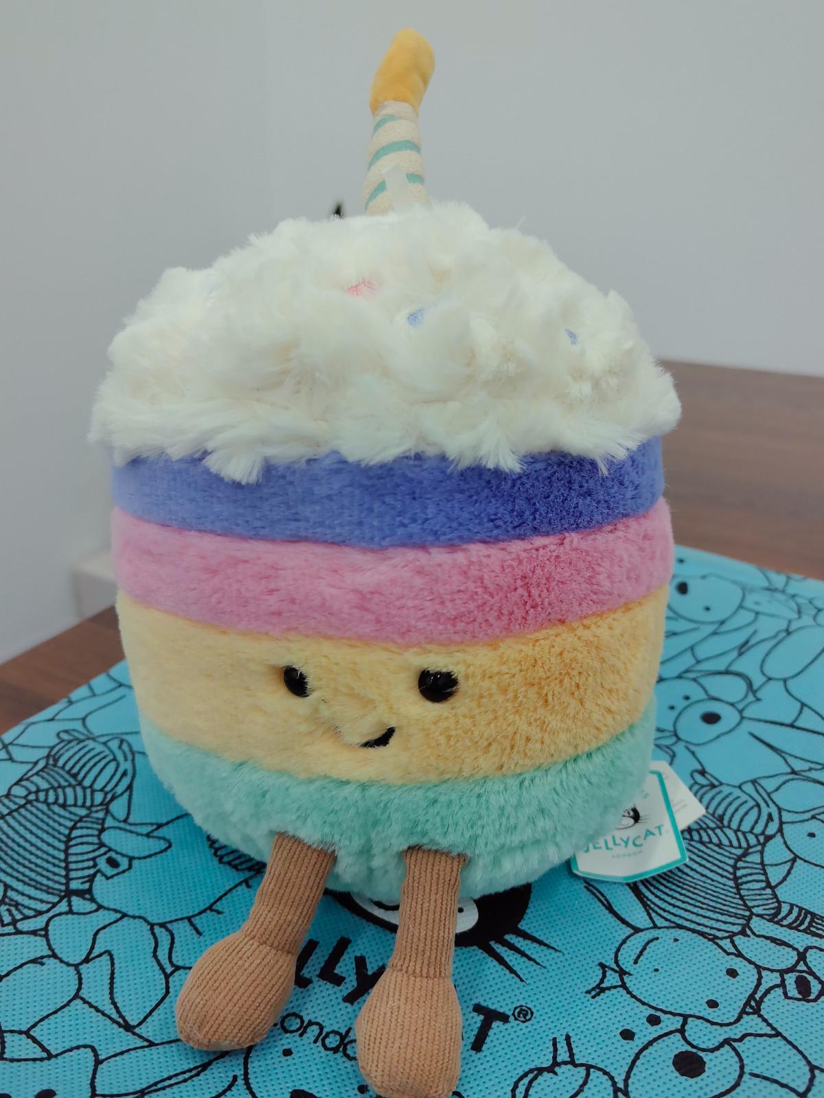 Amuseables Rainbow Birthday Cake Plush Colorful Party Decoration