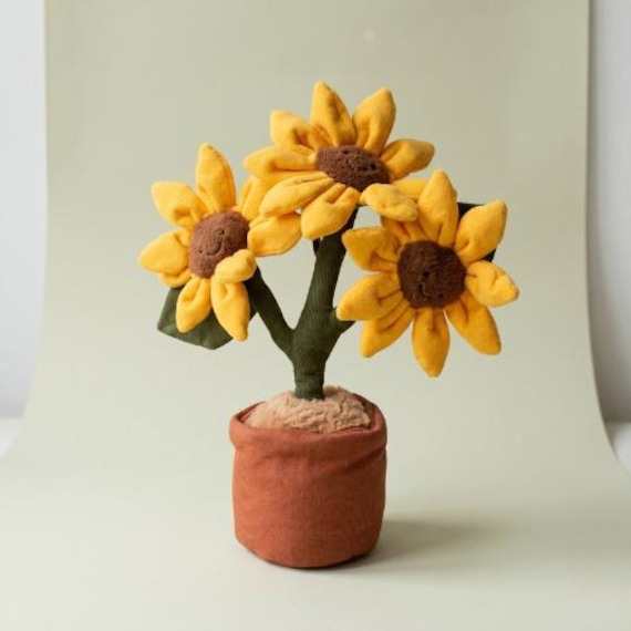 JC Yellow Sunflower Plush 35cm Cheerful Flower Toy Stuffed Animal