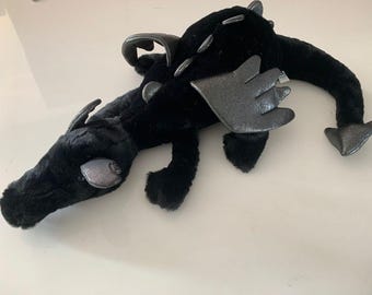 Onyx Black Dragon Plush 66cm Huge Soft Fantasy Stuffed Animal Gift