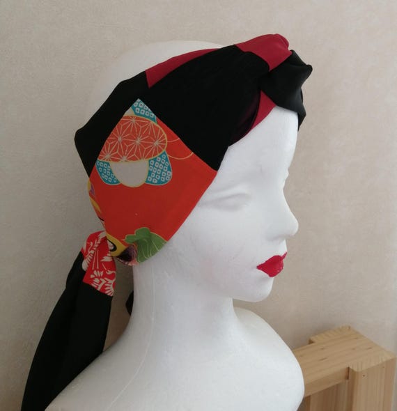Vintage Kimono Headband Scarf: Japanese Pattern H… - image 8