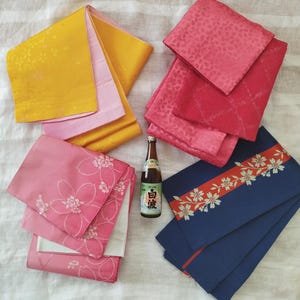 Japanese Han-haba obi/Reversible/Traditional/sash/half-width soft obi/Vintage/Samurai/Yukata obi/ home decor/Kimono/Obi belt/Edo/Sakura