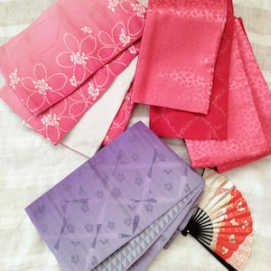 Japanese Han-haba obi/Reversible/Traditional/sash/half-width soft obi/Vintage/Samurai/Yukata obi/ home decor/Kimono/Obi belt/Edo/Sakura