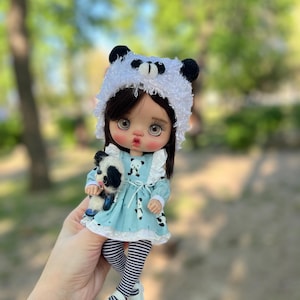 OOAK Girl Doll panda Qbaby BJD Tan skin Ob26 HuHu Koki