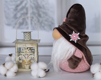 Gnome, Spring Gnomes, elegant handmade gift, Scandinavian home amulet, Holiday pink Gnome,