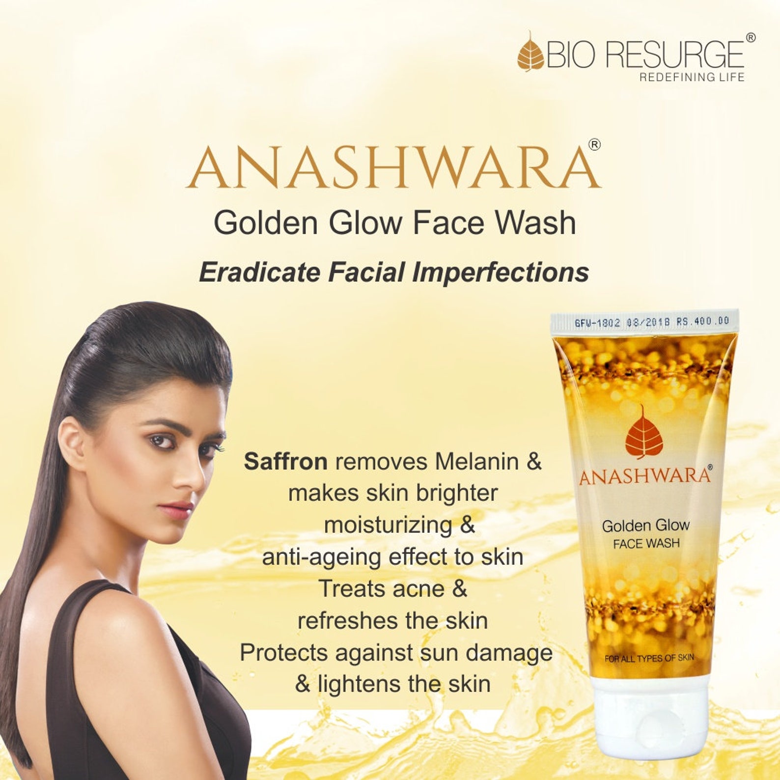 Ayurveda Golden Glow Face Wash for glowing fair skin 100 ML Etsy