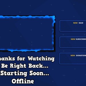 Blue Overlay Stream Pack Twitch Kick Alerts, Panels, Screens