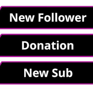 Animated Alerts x3 -- Simple Clean Stream Alerts for Twitch - Donation || New Follower || New Sub - Neon Pink