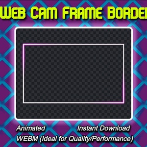 Animato Neon Pink Glow Webcam Twitch Stream Overlay Thin Frame