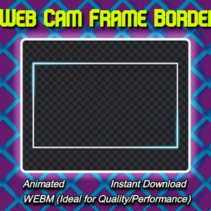 Neon Blue Glow  Webcam Twitch Stream Overlay Frame