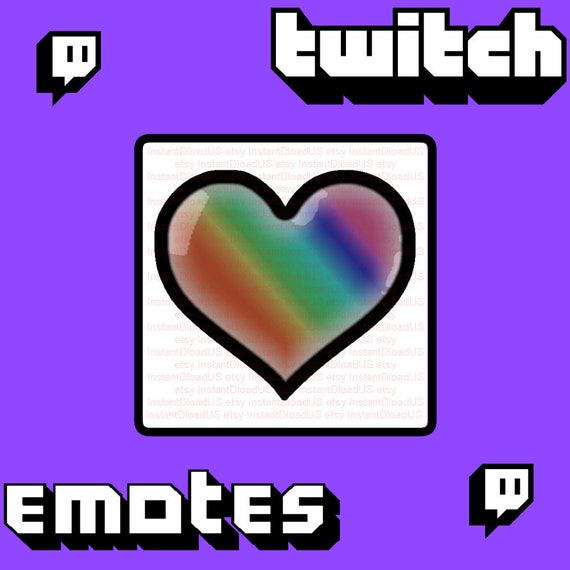 Rainbow Multi Colored Heart Twitch Loyalty Sub Emote Etsy