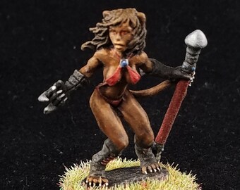 Female Tabaxi Monk Painted Mini (Reaper 03478) Cat Barbarian Cleric Druid Fighter Monk Rogue Warlock Vigilante D&D Pathfinder RPG