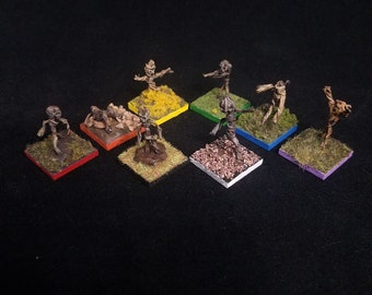 Set of 8 Twig Blight Painted Minis (scratch built and sculpted)  color-coded custom Plant Creature Sylvan D&D Pathfinder Halloween Decor