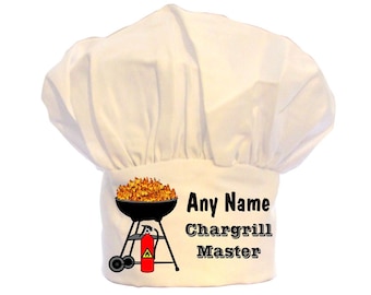 Personalised Chargrill Master BBQ Print Unisex Chefs Hat
