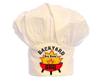 Personalised Backyard BBQ Print Unisex Chefs Hat