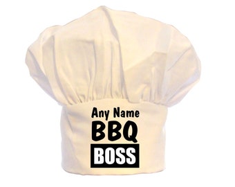 Personalised BBQ BOSS Print Unisex Chefs Hat