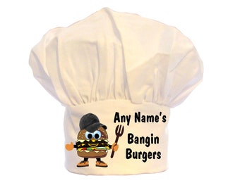 Personalised BANGING BURGERS Burger Print Unisex Chefs Hat