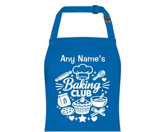 PERSONALISED Baking Club Childs Kids Blue Apron Ages 3-6 & 7-10