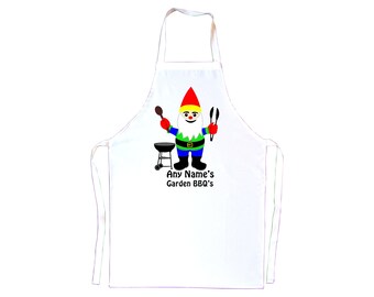 Personalised Gnome Garden BBQ Print Apron