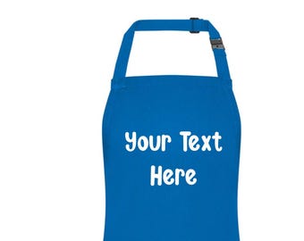 PERSONALISED Any Name/Text Childs Kids Blue Apron Ages 3-6 & 7-10