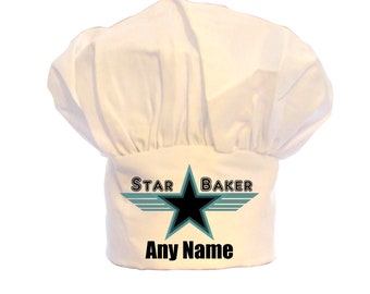 Personalised Star Baker Air force Style Badge Print Unisex Chefs Hat