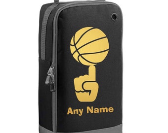 Personalised Basketball Finger Design Boot bag School, P.E Sports Zipped Bootbag