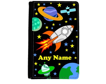 Personalised Space Rocket Print Passport Cover