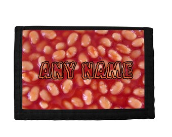 PERSONALISED Baked Beans Print Black Boys Rip Velcro Wallet