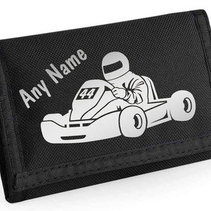 PERSONALISED Go Cart Print Black Boys RipStrip Wallet